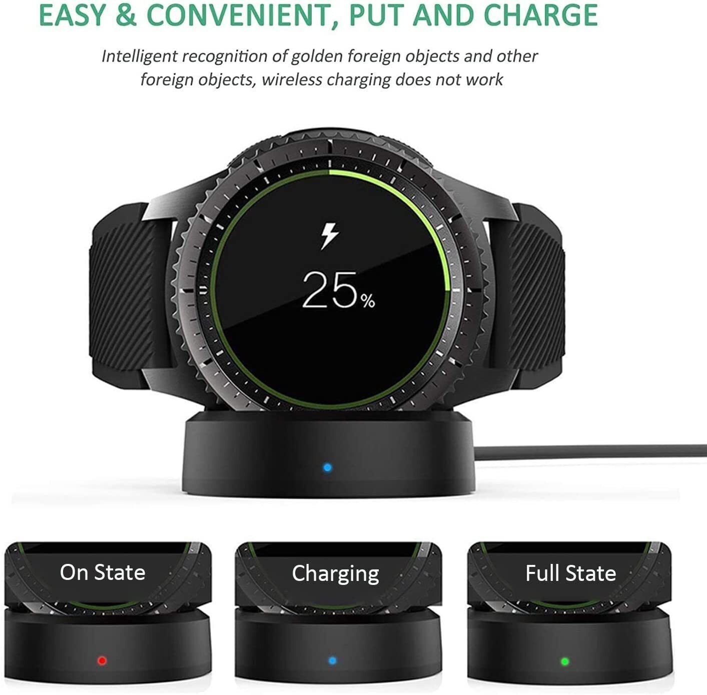 1/2PACK For Samsung Gear S2/S3 Frontier Wireless Charging Dock Cradle Charger