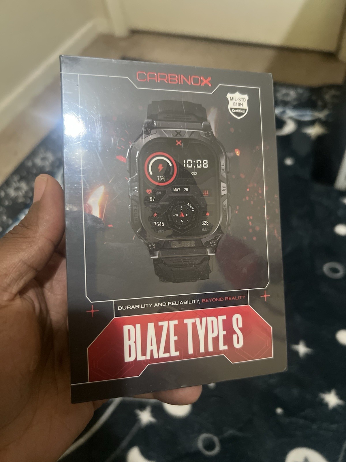 CARBINOX “BLAZE TYPE S ” Tactical Military Smartwatch IP69K Black T10 ship asap
