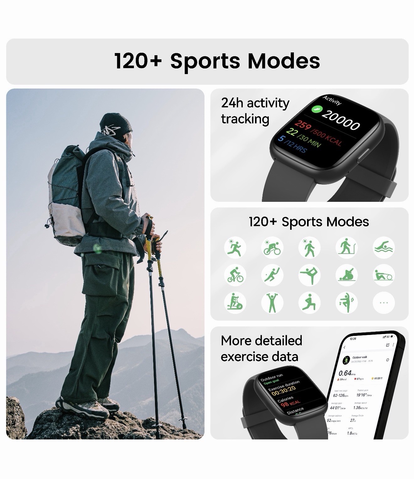 1.83 in HD Touchscreen Smart Watch Bluetooth Calling IP68 Black Silicone Band