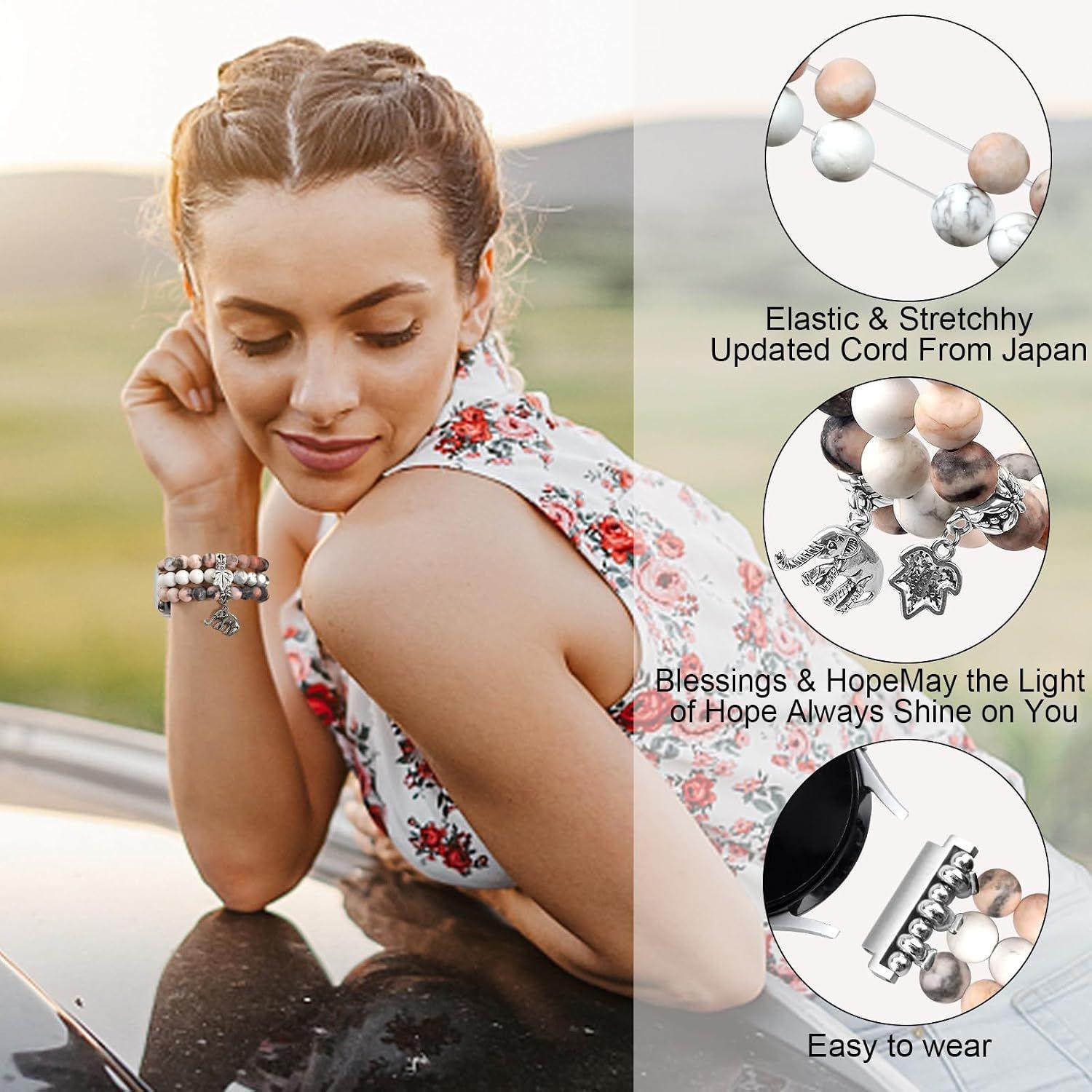 Natural Stone Beaded Strap Compatible with Samsung Galaxy Watch 40mm 44mm
