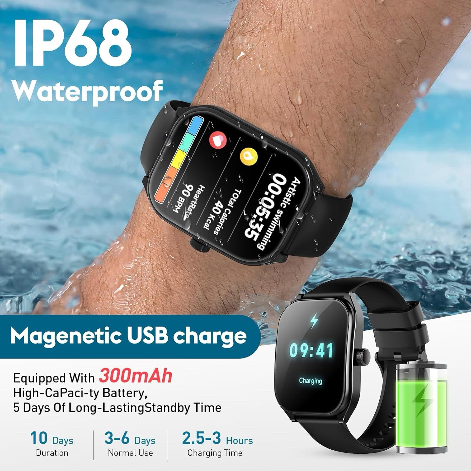 Curve Smart Watch for Men and Women 2.01″ HD Screen IP68 Waterproof Android iOS