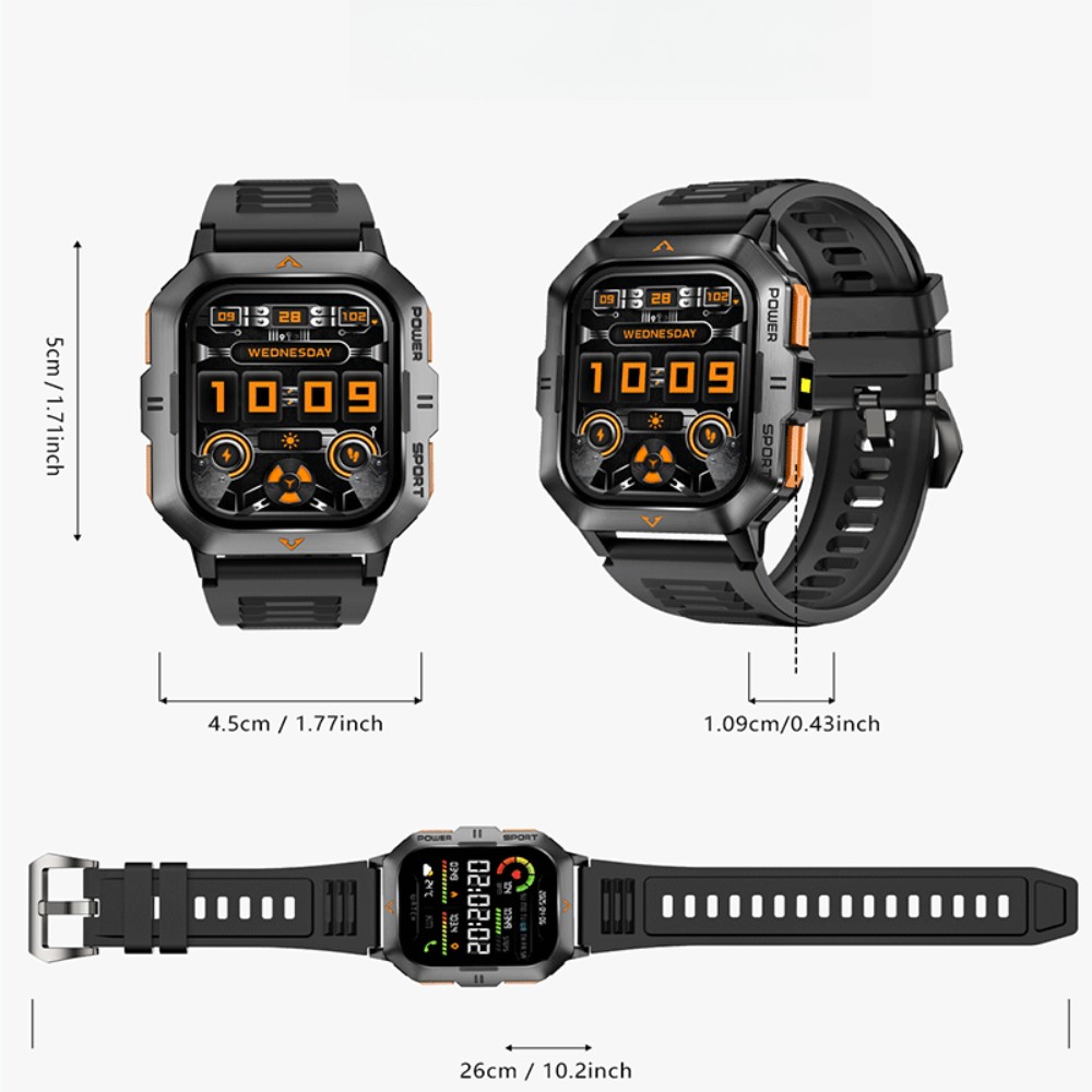 2.01″ HD Military Rugged Smart Watch (Answer/Make Call) Sports Fitness Tracker