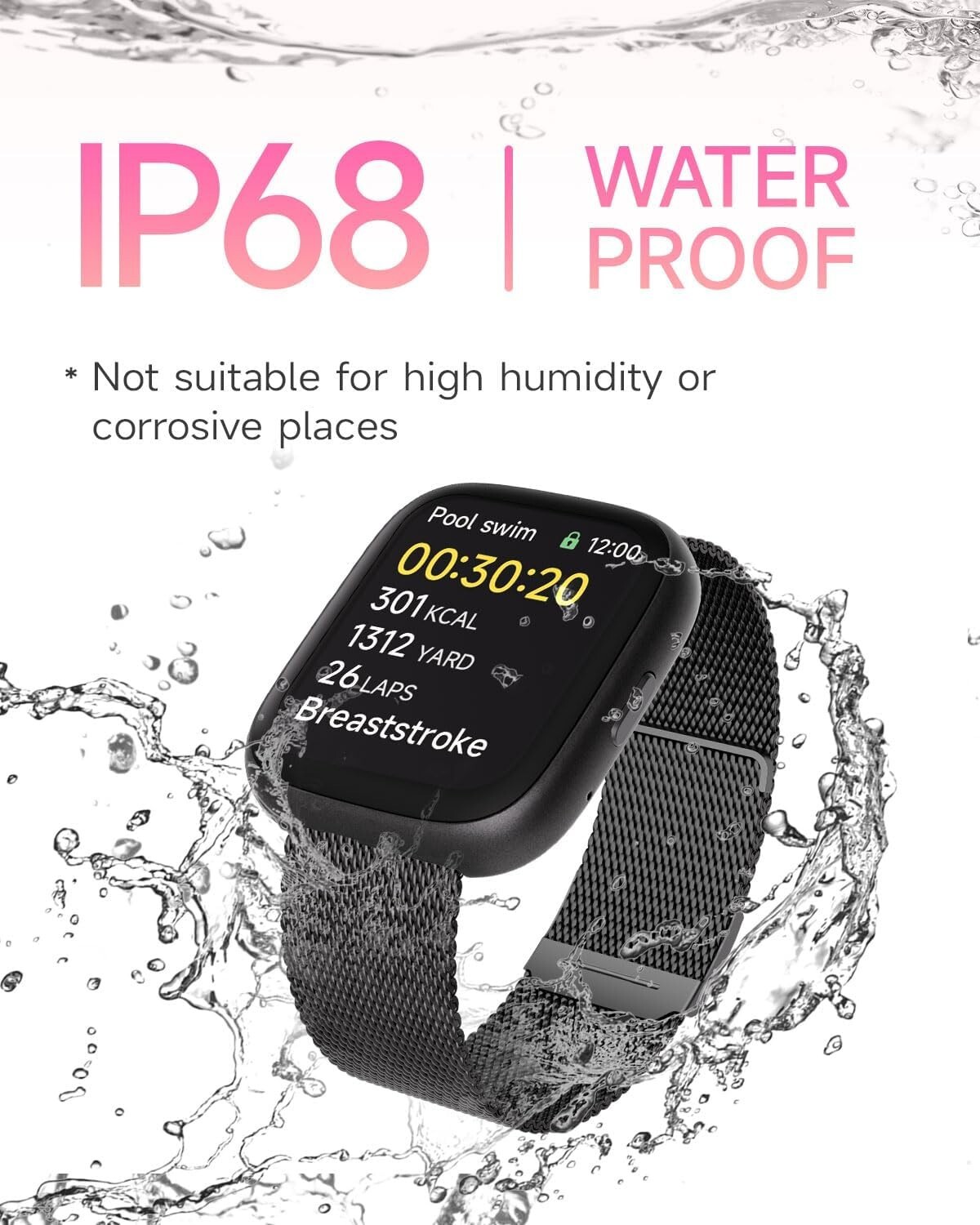 Smart Watch Men Women Sleep Tracker/Pedometer 1.83″ Fitness Tracker iOS Android