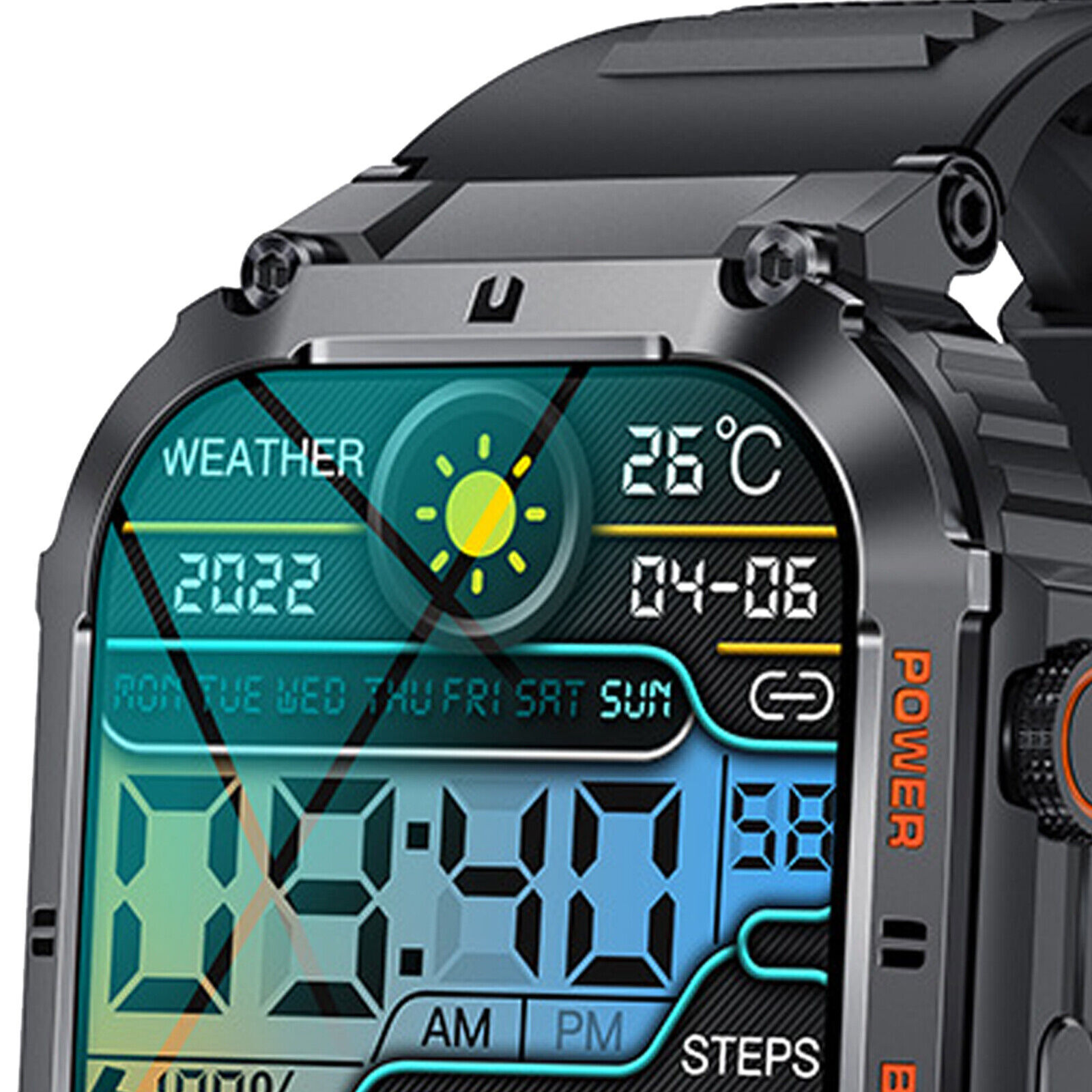 Military Smart Watch 1.96″ HD Outdoor Tactical Rugged Smartwatch Fitness Tracker