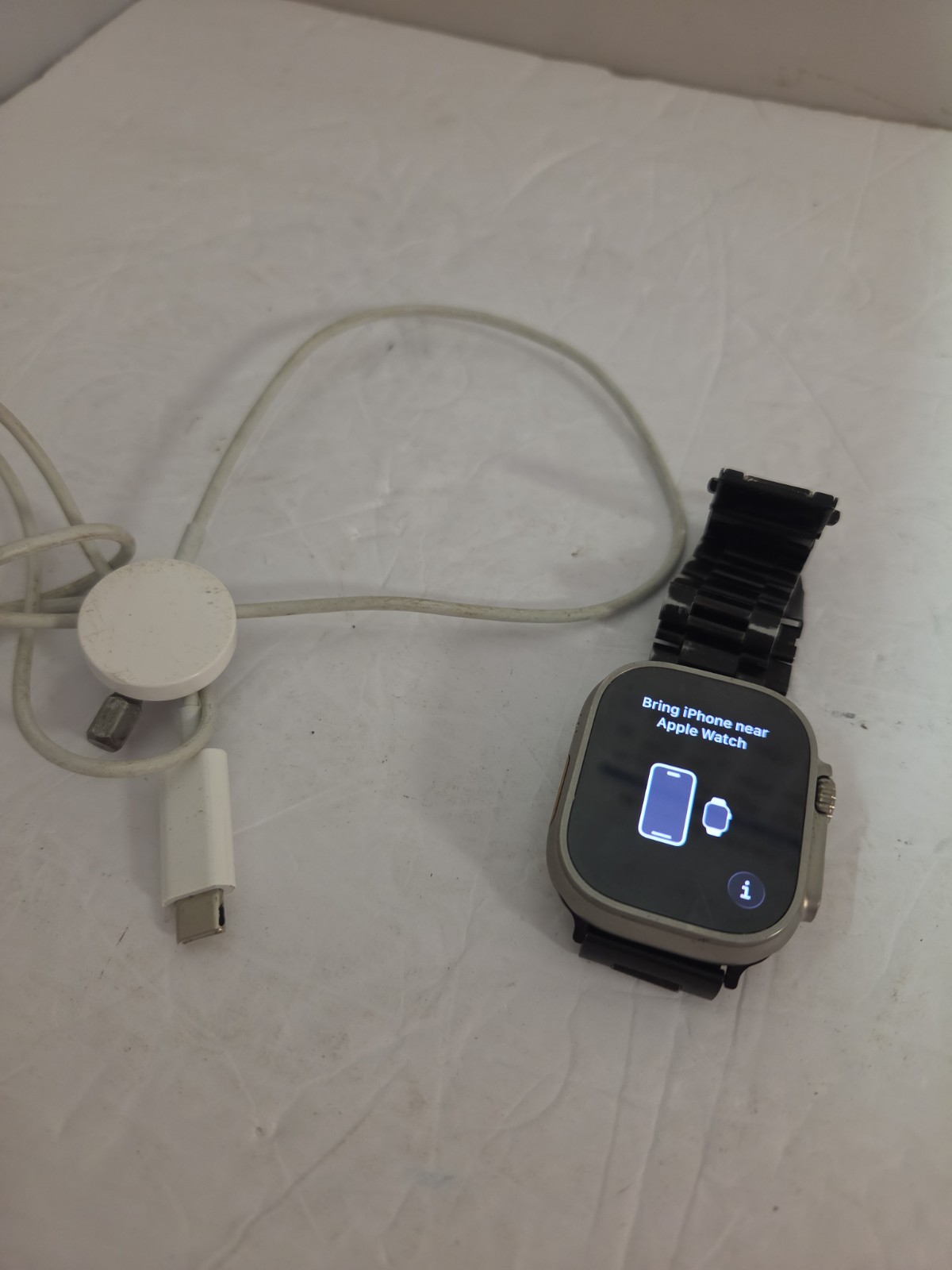 Apple Watch Ultra 2 49mm Natural Titanium Unlocked Black Stainless Steel Band