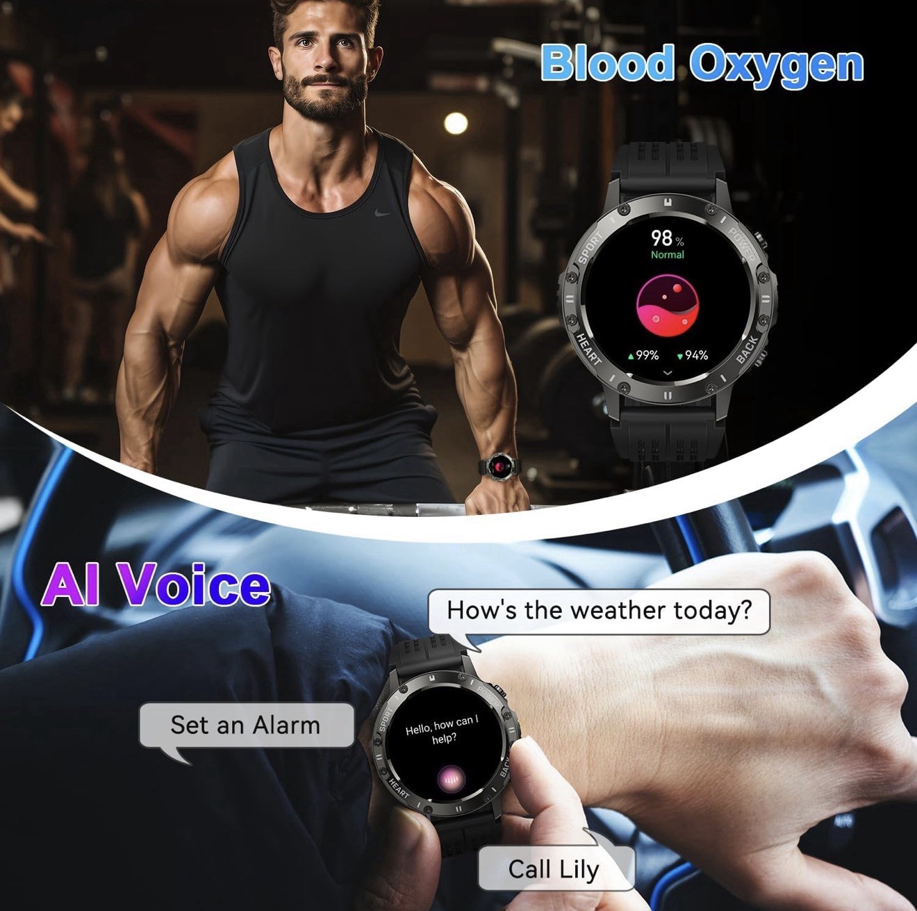 Smart Watch for Men Fitness Tracker: Military Make Answer Call Running