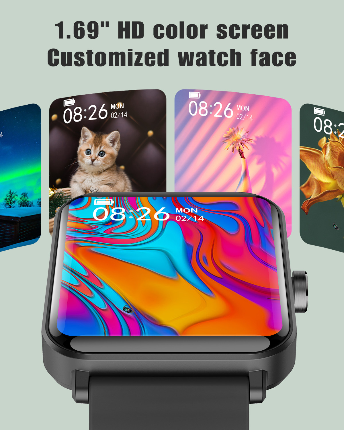Bluetooth Smart Watch Heart Rate Blood Oxygen Monitor Tracker for IOS Android
