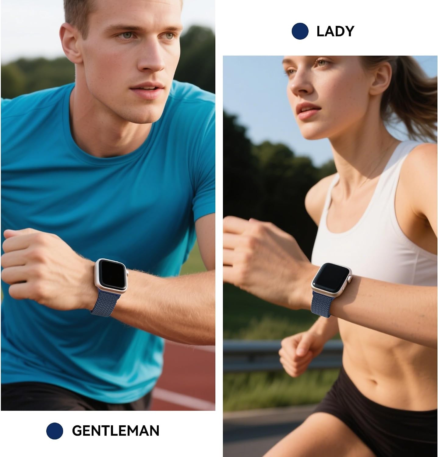 Adjustable Braided Elastic Band for Apple Watch Series 10 38mm 40mm 41mm Unisex