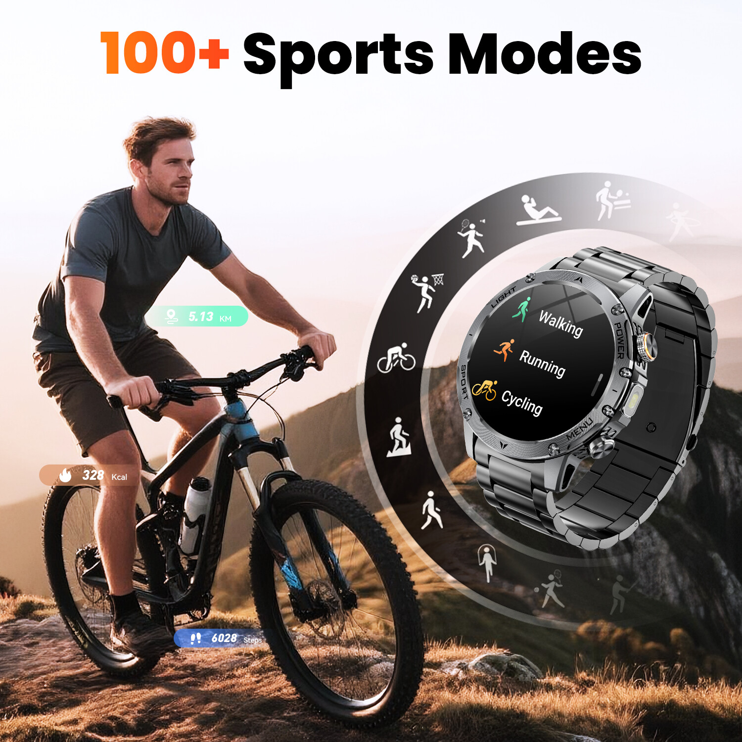 Military Smart Watch For Men (Answer / Make Call) 1000mAH Sports Fitness Tracker
