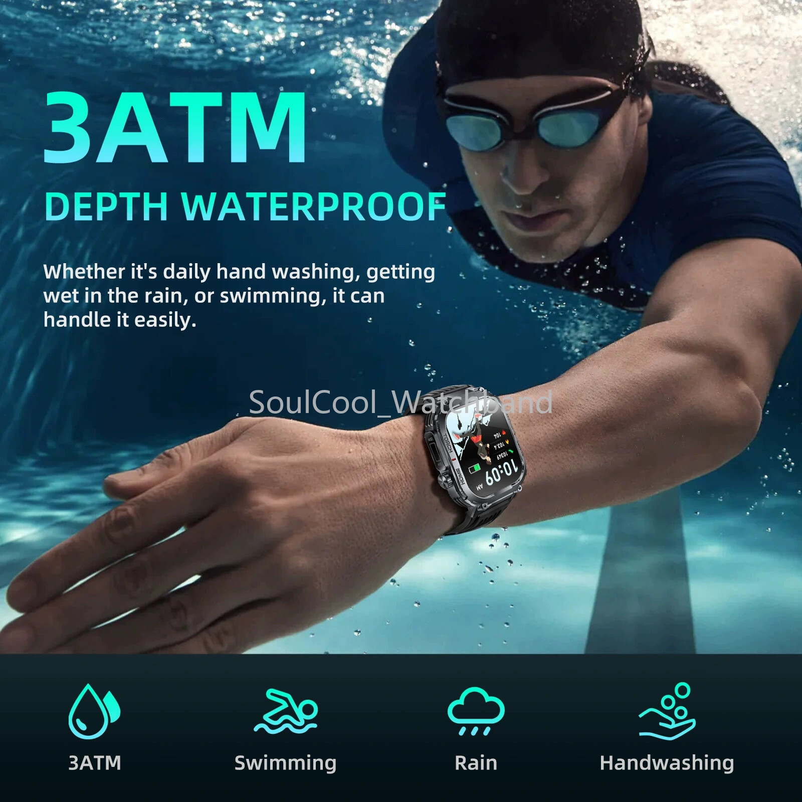 Military Smart Watch for Men (Call Receive/Dial) Rugged Tactical Fitness Tracker