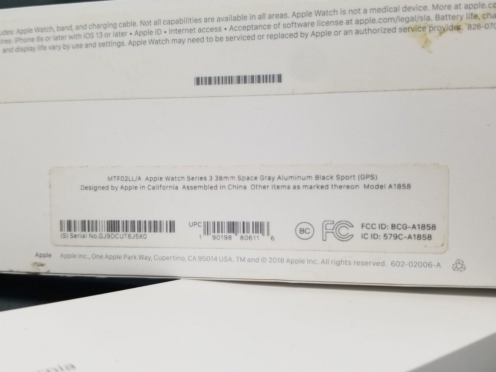 Apple Watch Series 1 38mm Black PARTS ONLY in BOX!!!!