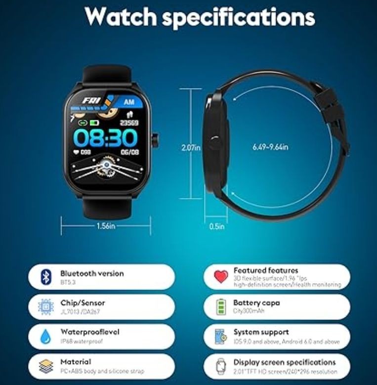 AOLON Curve 2.01″ Smartwatch Fitness Tracker