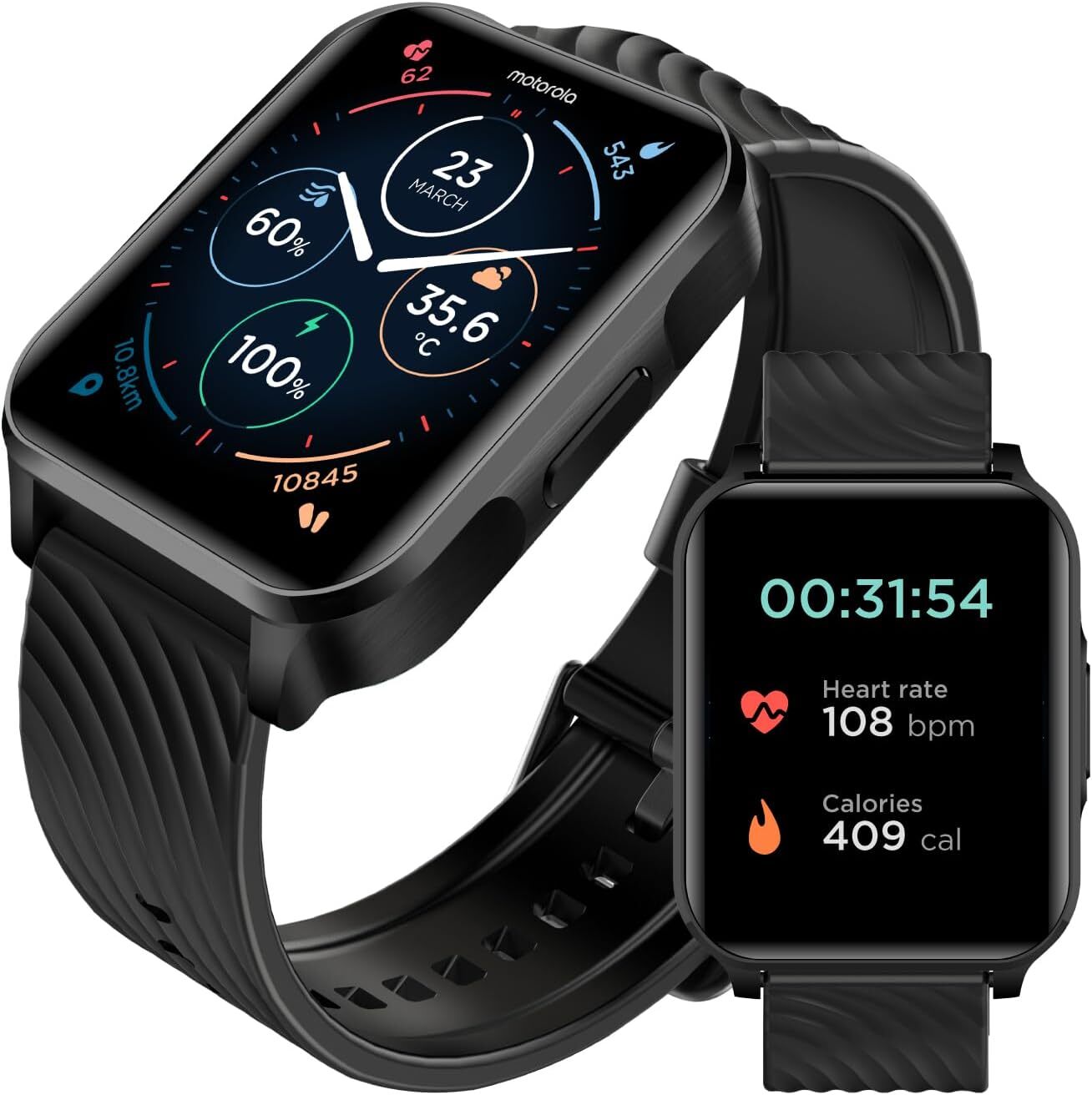 Motorola Moto Watch 70 – Health and Fitness Bluetooth Smartwatch Black MOSWZ70-P