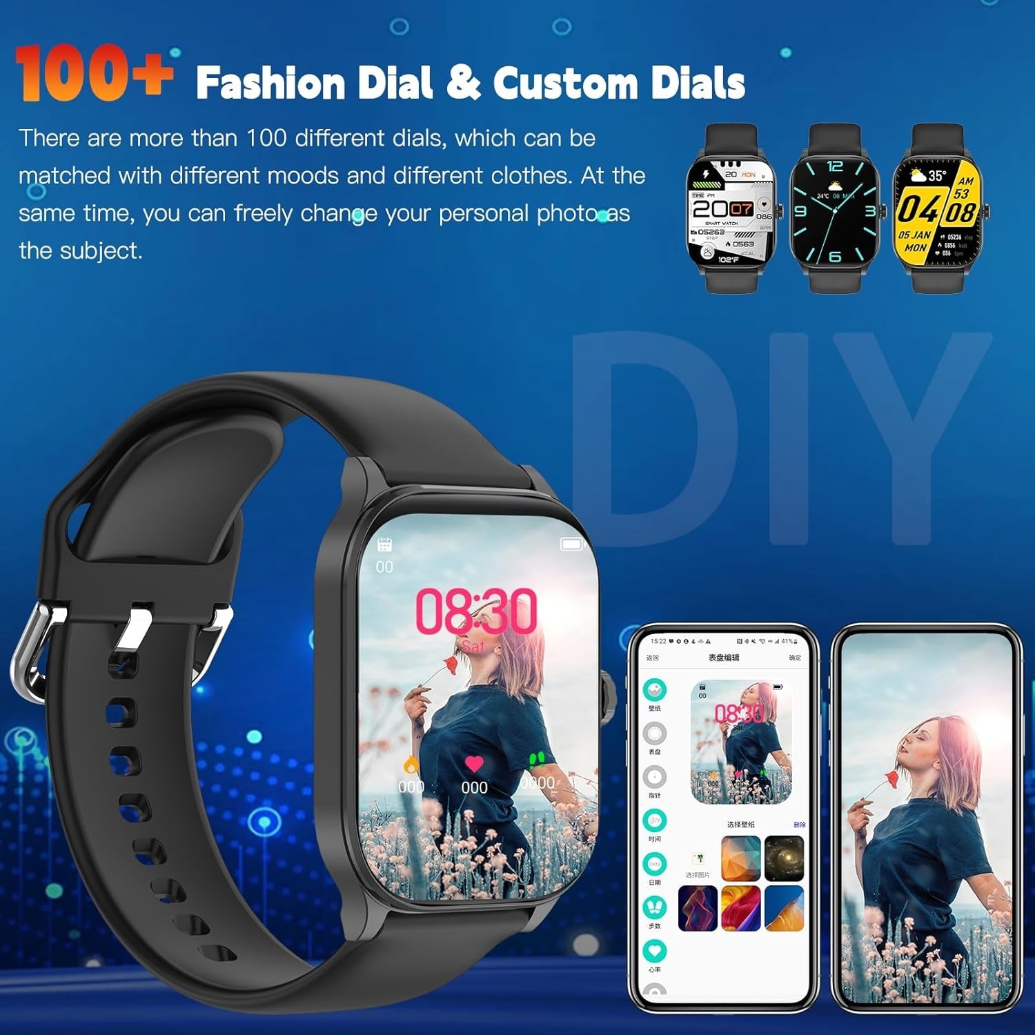 2.01-Inch HD Touchscreen Smartwatch with Fitness Monitoring & Music Control