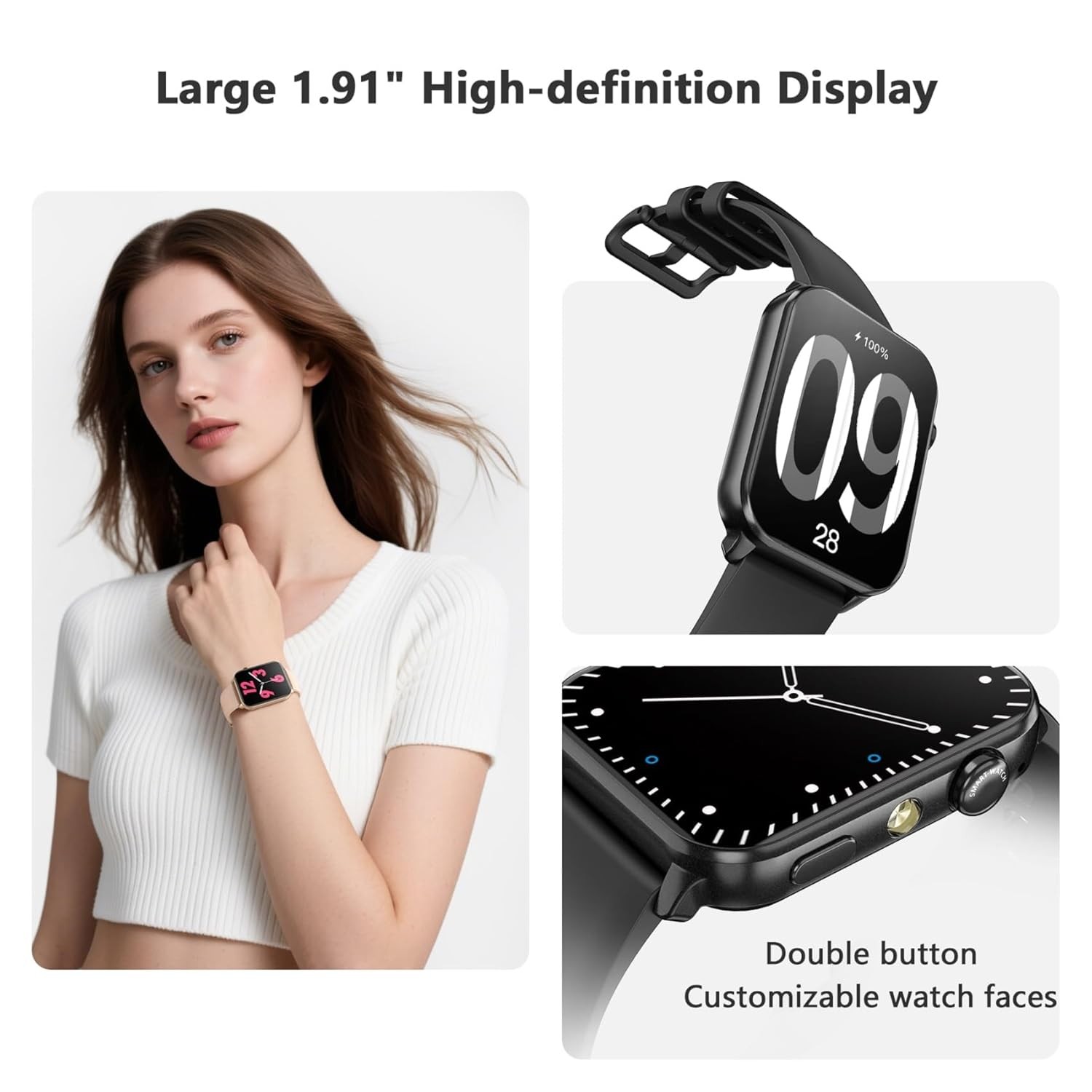 Blackview Smart Watch for Women 1.91 HD Touchscreen Fitness Heart Rate
