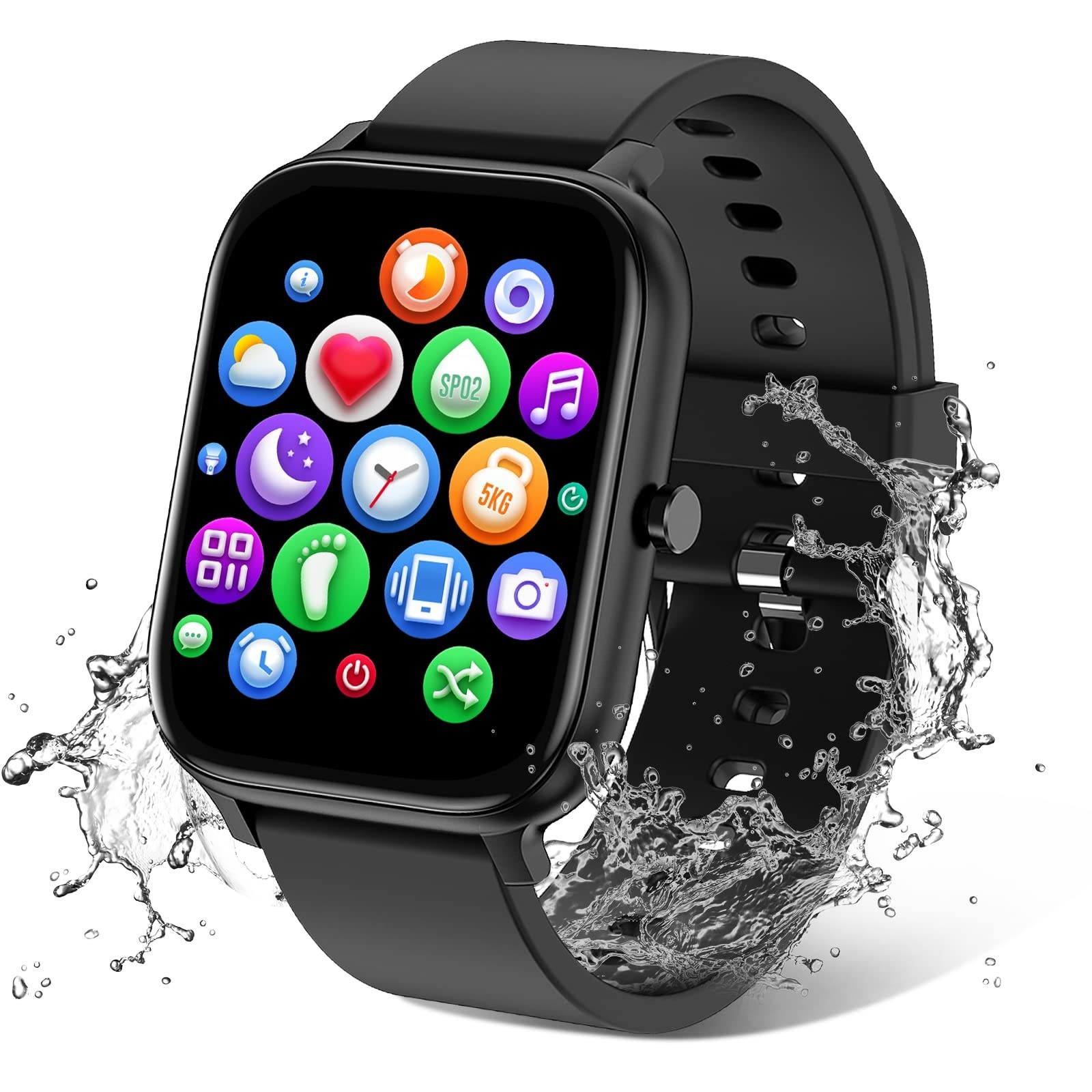 1.69” Full Touch Smart Watch for iPhone & Android, IP68 Waterproof, Fitness Tra