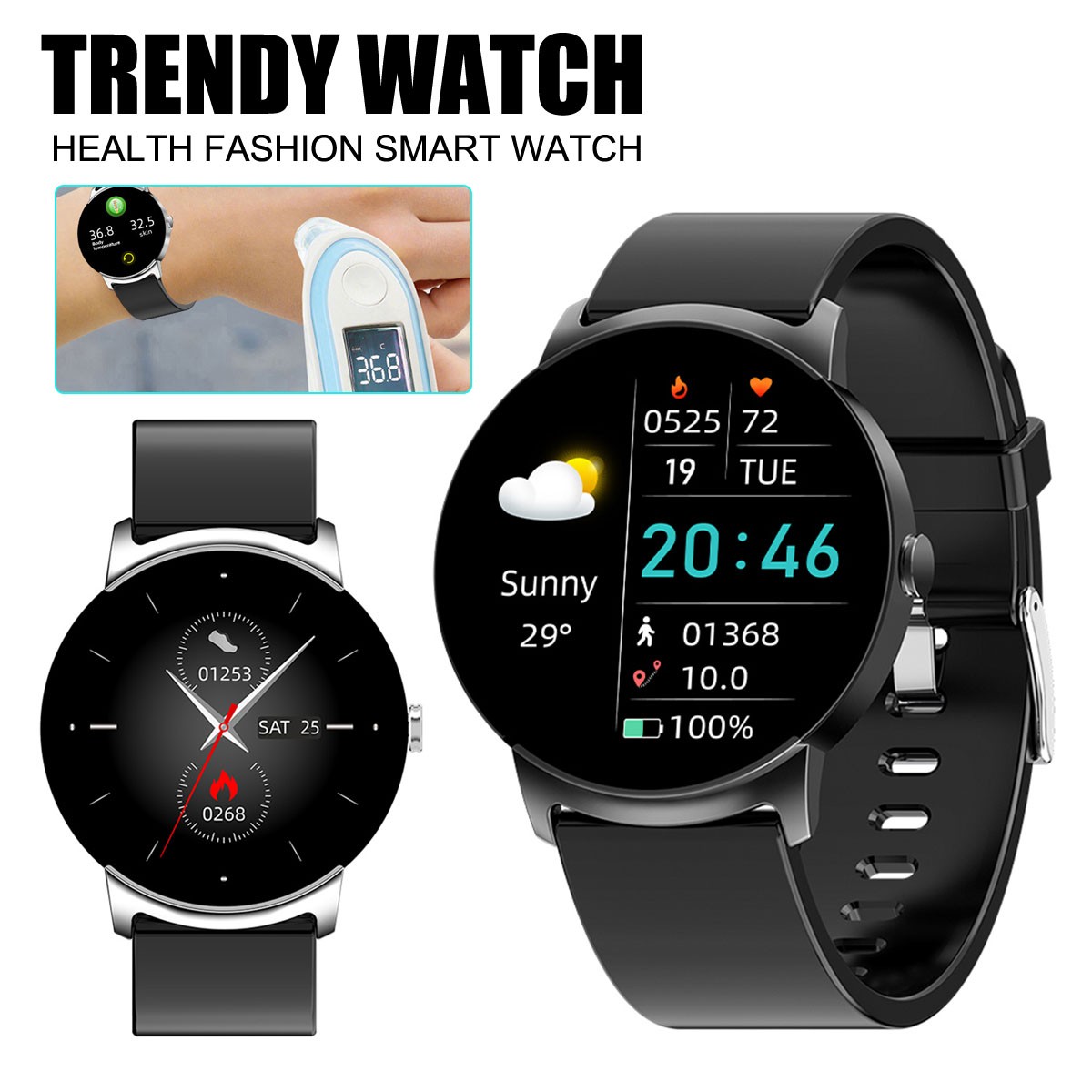 NFC Smart Watch BT Call Body Temperature Blood Oxygen Heart Rate Monitoring