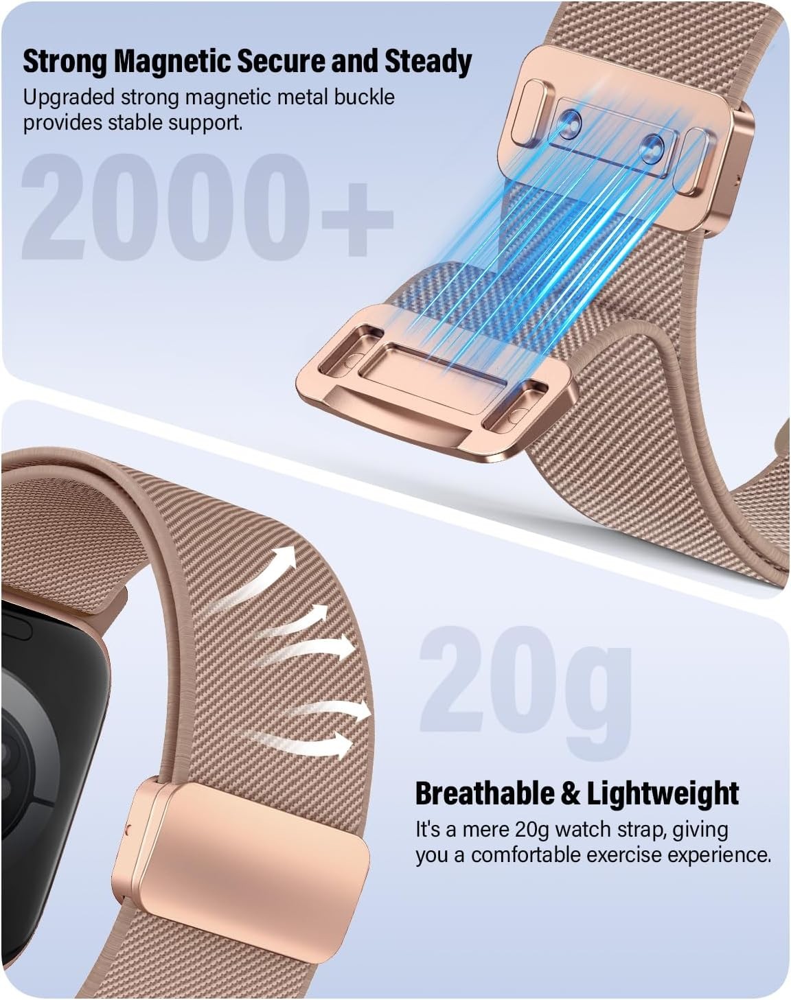 Stretchy Strap Compatible with Apple Watch Series 8 40mm Pink Sand