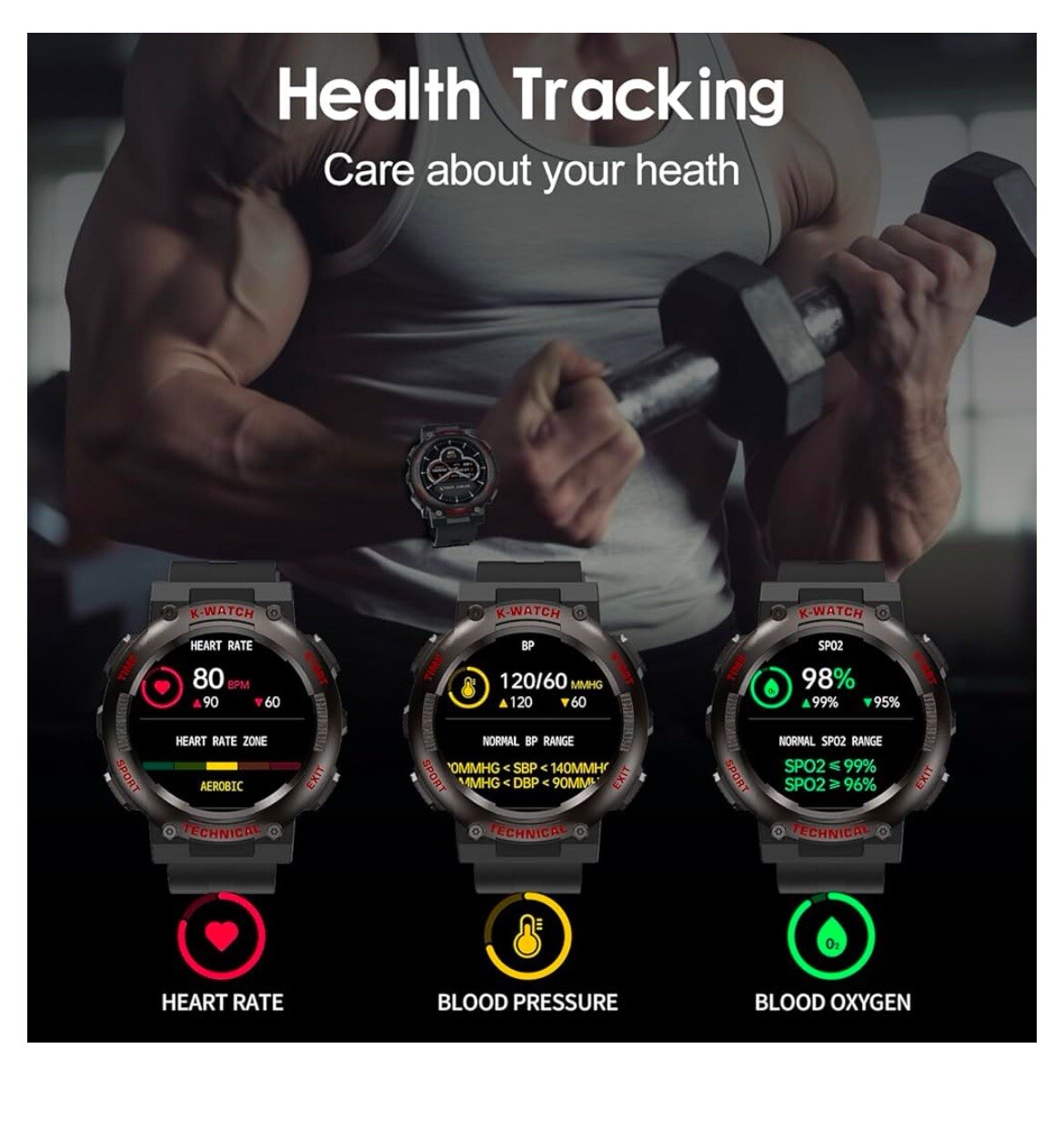 KINGSTAR Fitness Tracker Watch, 1.4 Full Touch Smart Watch For Android IP68 WP