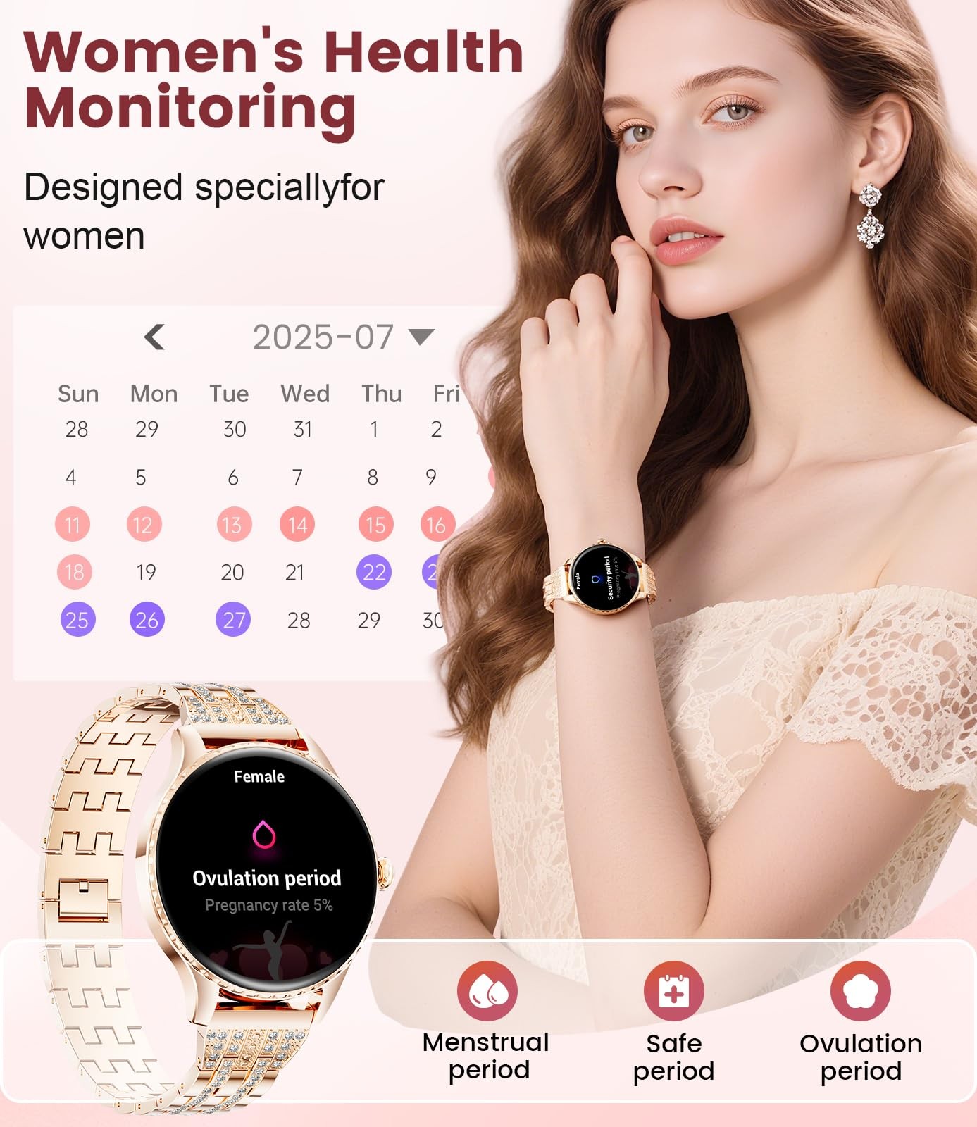 Smart Watches for Women with 1.32″ AMOLED Display, Bluetooth Calling, 121 Spo…