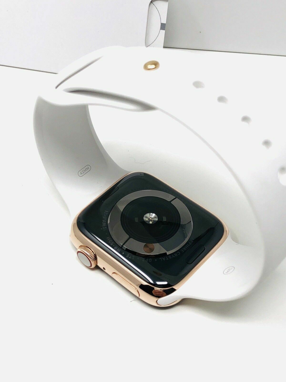 24K Rose Gold Plated 44MM Apple Watch SERIES 4 With White Sport Band