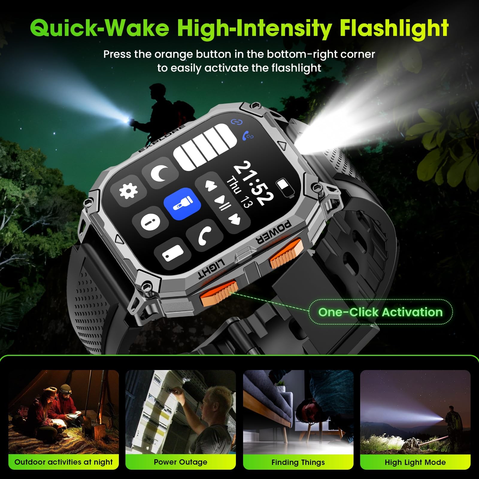 Smart Watches for Men, 2.01″ HD Military with 1000mAh High-Capacity Battery/L…