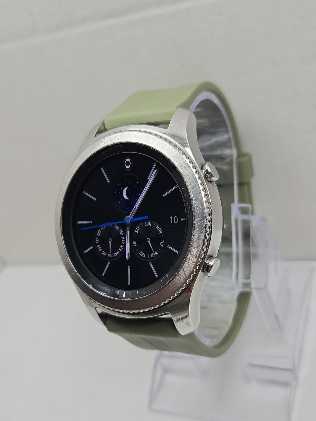 Samsung Gear S3 Classic ATT LTE GPS 46mm Silver Smartwatch Green Band – Read