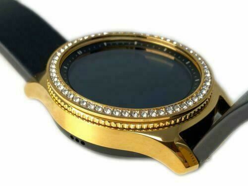 24K GOLD Plated Samsung Galaxy Watch 4 46mm DIAMOND Rhinestone Bezel Custom