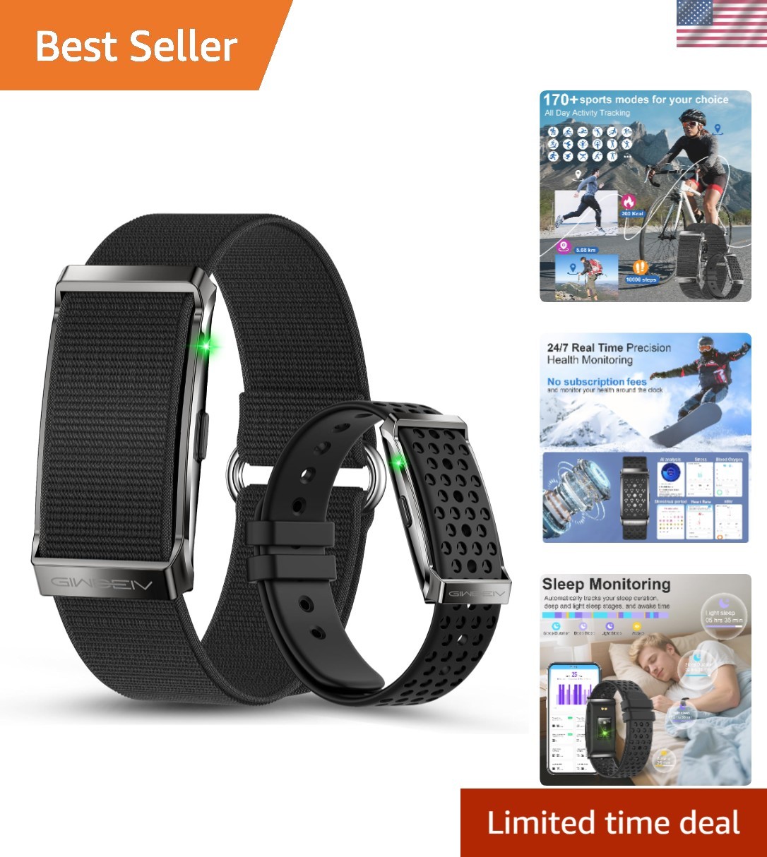 Elegant Waterproof Fitness Tracker – Heart Rate, Calorie & Sleep Analysis