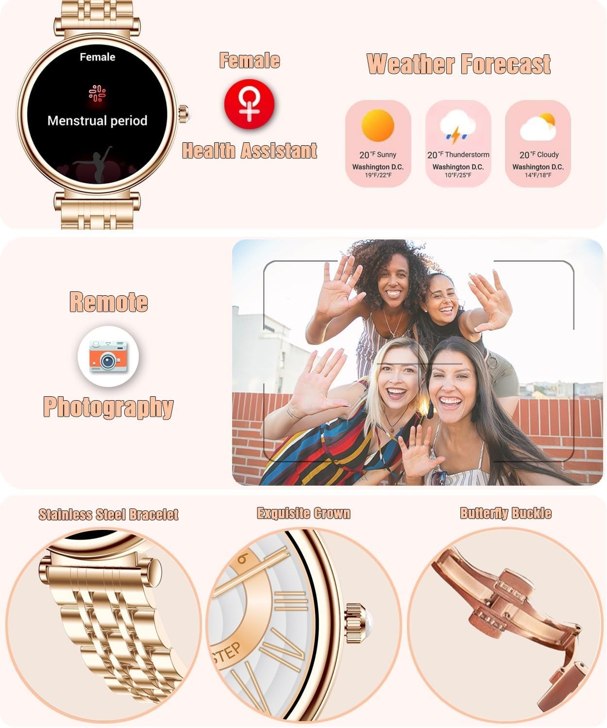 Smart Watch for Women 1.27″ Color Screen Waterproof Fitness Activity Tracker …