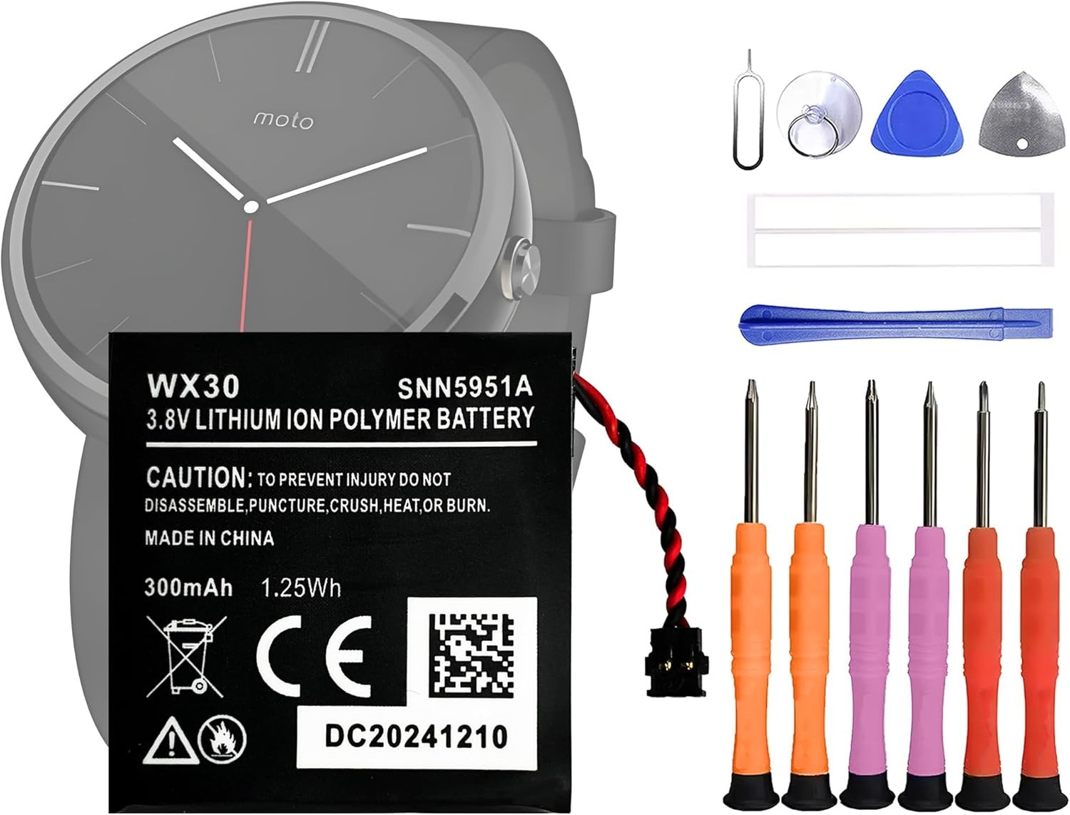 WX30 Battery Compatible with Motorola Moto 360 2014 1st Generation Smartwatch