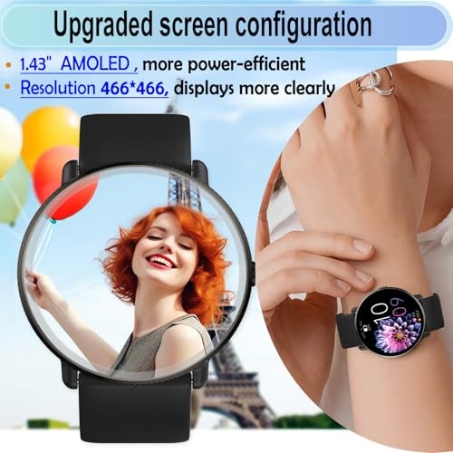 Smart Watch 1.43in AMOLED IP68 Fitness Black
