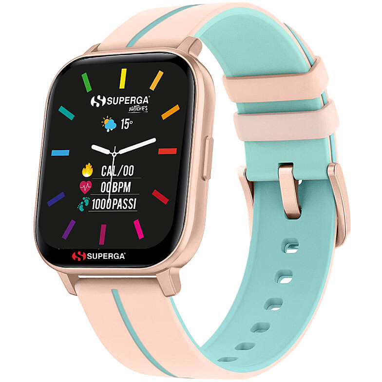 SUPERGA INK 2 SW-STC021 Silicone Beige Turquoise TOUCHSCREEN Smartwatch NEW