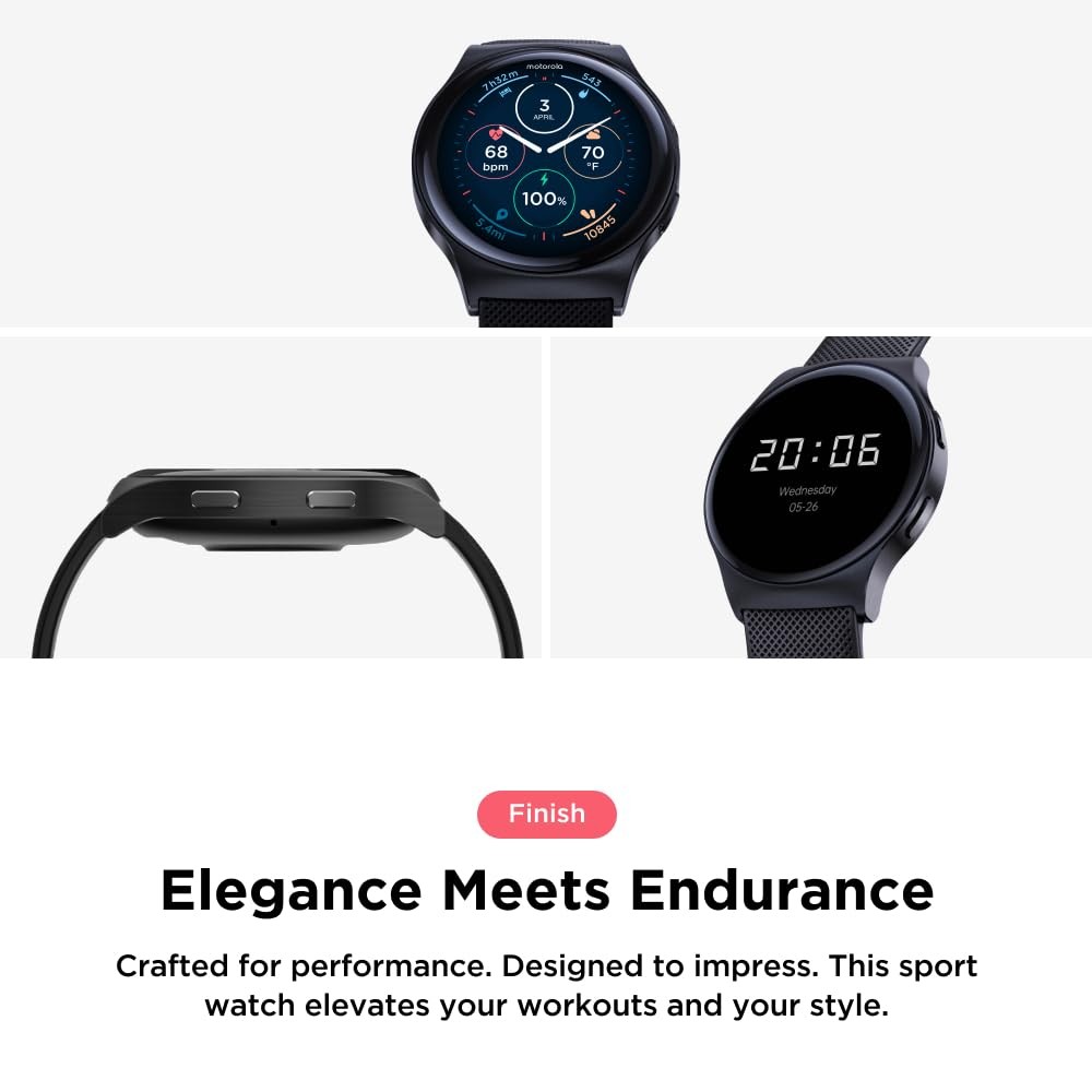Motorola Moto Watch 120 – Premium Bluetooth Smartwatch with AMOLED Display,