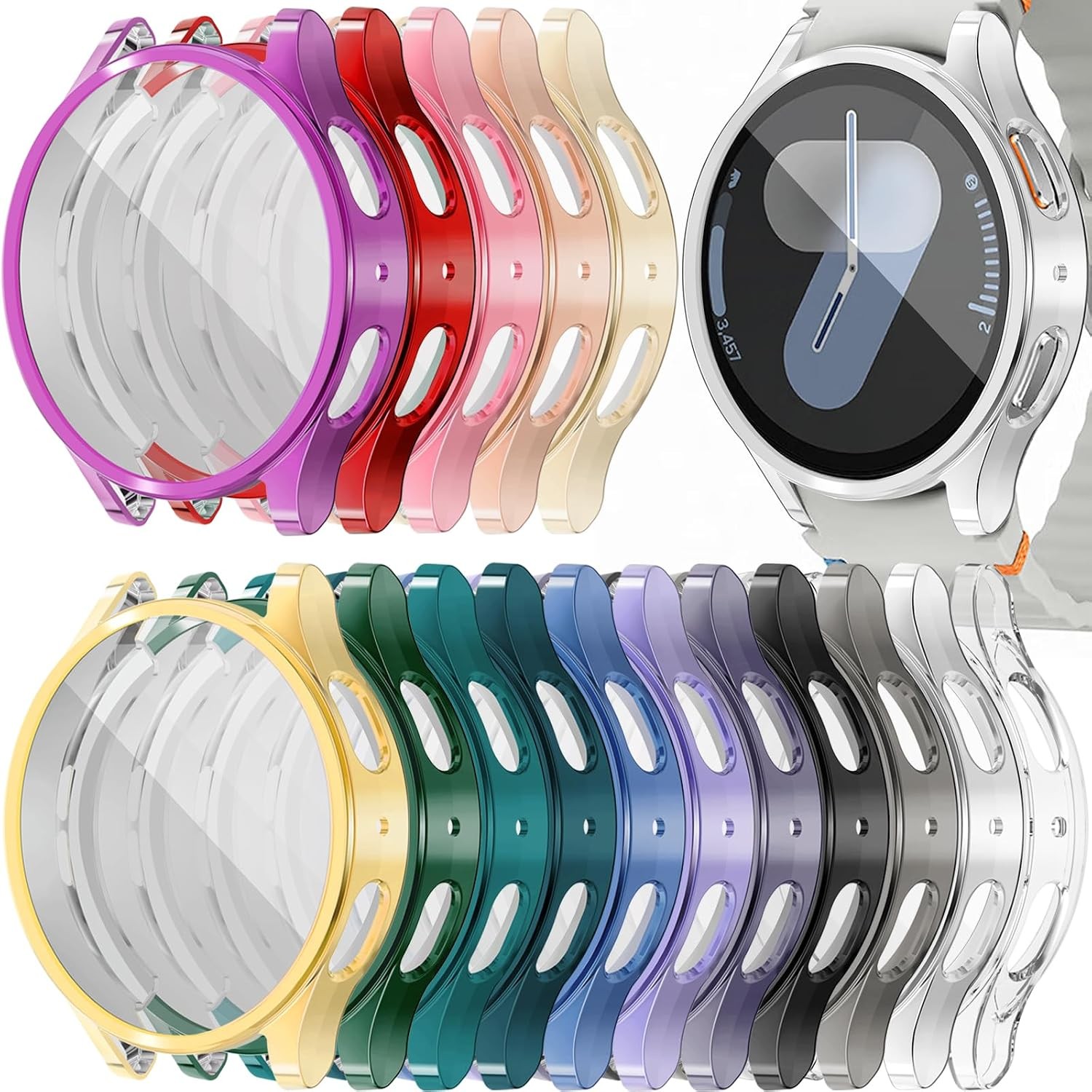 16Pack Soft TPU Bumper Case for Samsung Galaxy Watch 7 44mm Touch-Responsive