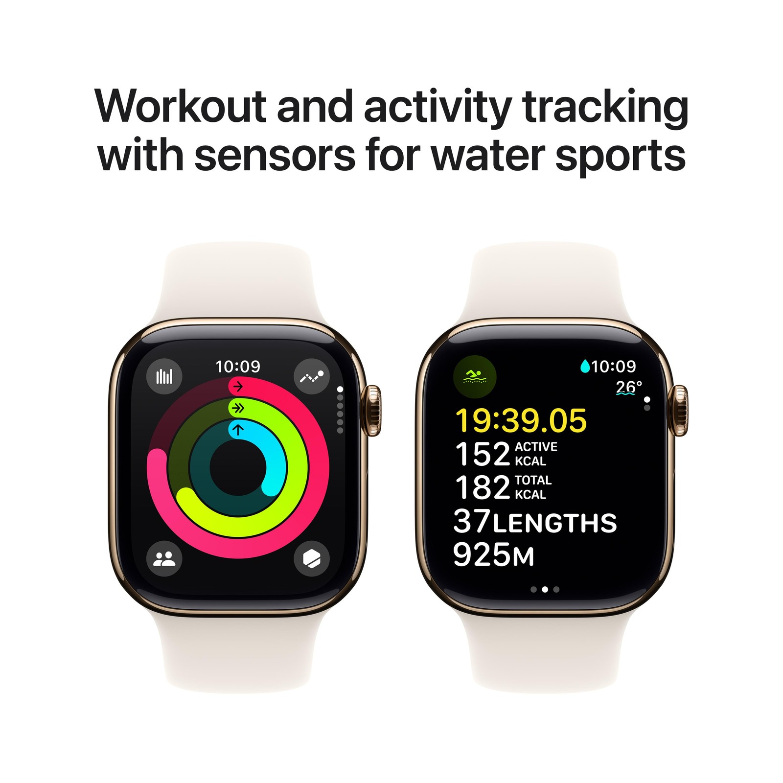 Apple Watch Series 10 42mm (Cellular) Gold Titanium S/M Starlight Band-Very Good
