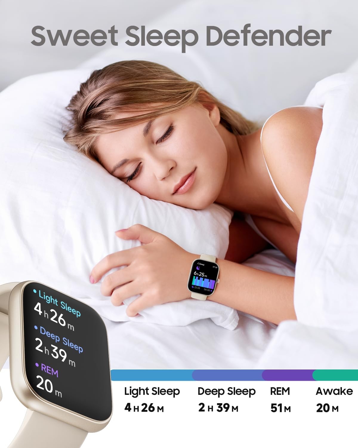 TOOBUR Smart Watch for Women, Alexa Built-in, Answer/Make 1.91 inches, Beige