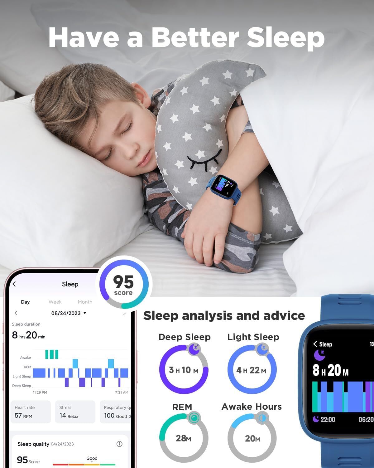 Smart Watch for Kids 1.8″ Fitness Tracker Watch Pedometer Puzzle Games for Kids