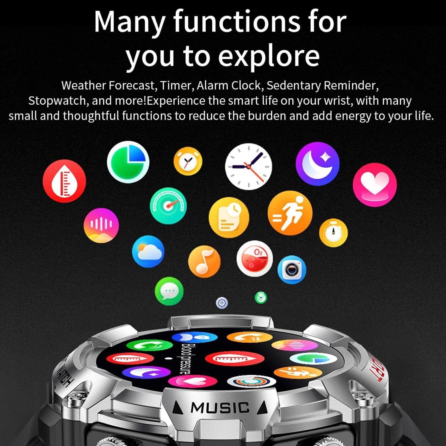 SMART WATCH with Earbuds for Men Women 1.52″ HD Touch Screen UltraLight Weather