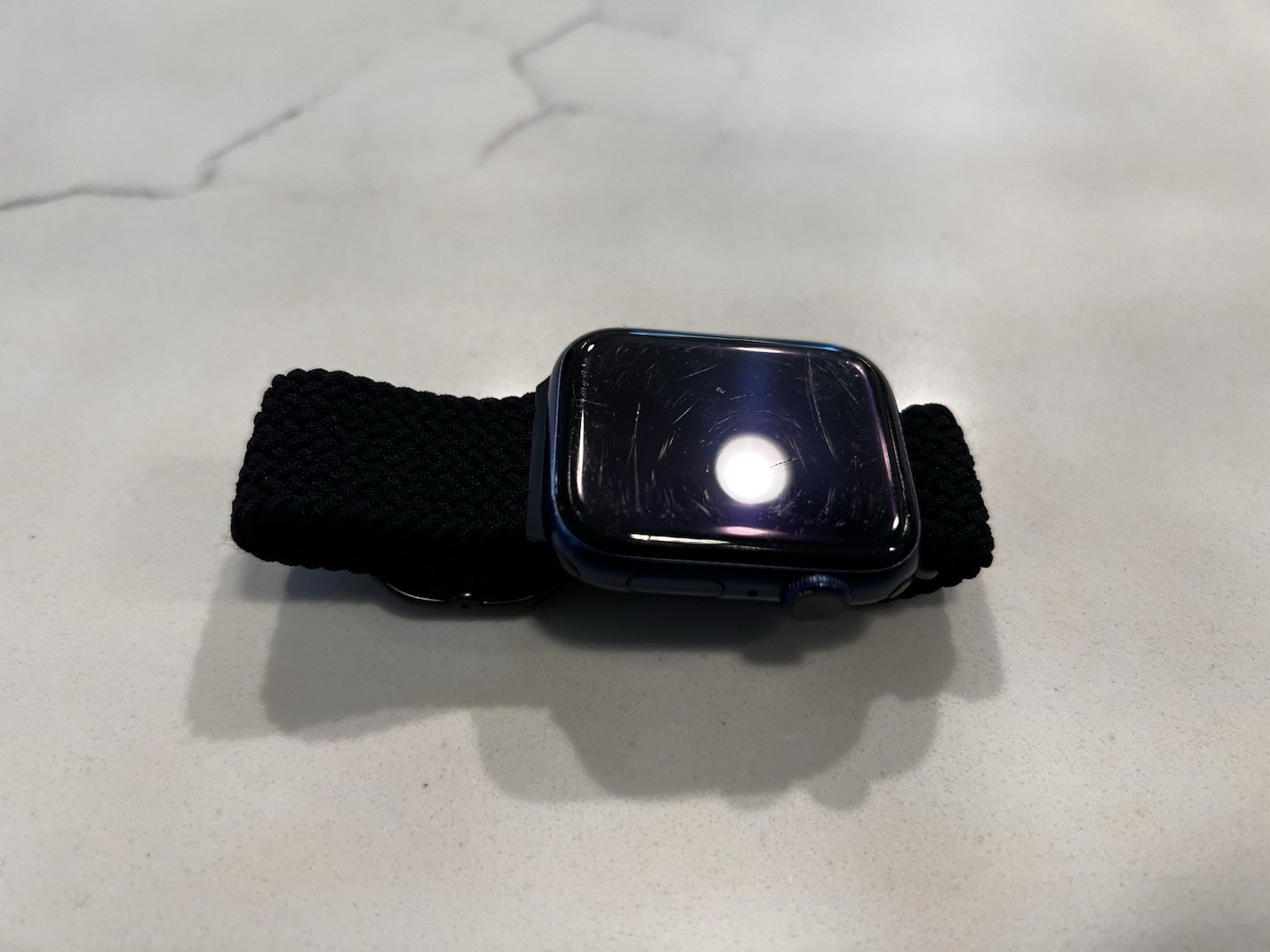 Apple Watch Series 6 – 44mm, GPS Blue Aluminum Case w/ Black Braided Loop A2292