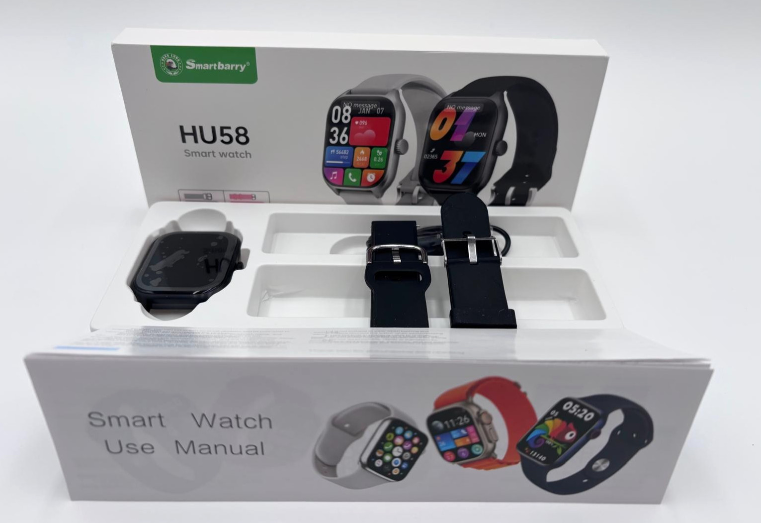 Smart Watch Smartberry HU58 Bluetooth Touchscreen Black with 2 Wrist Bands New