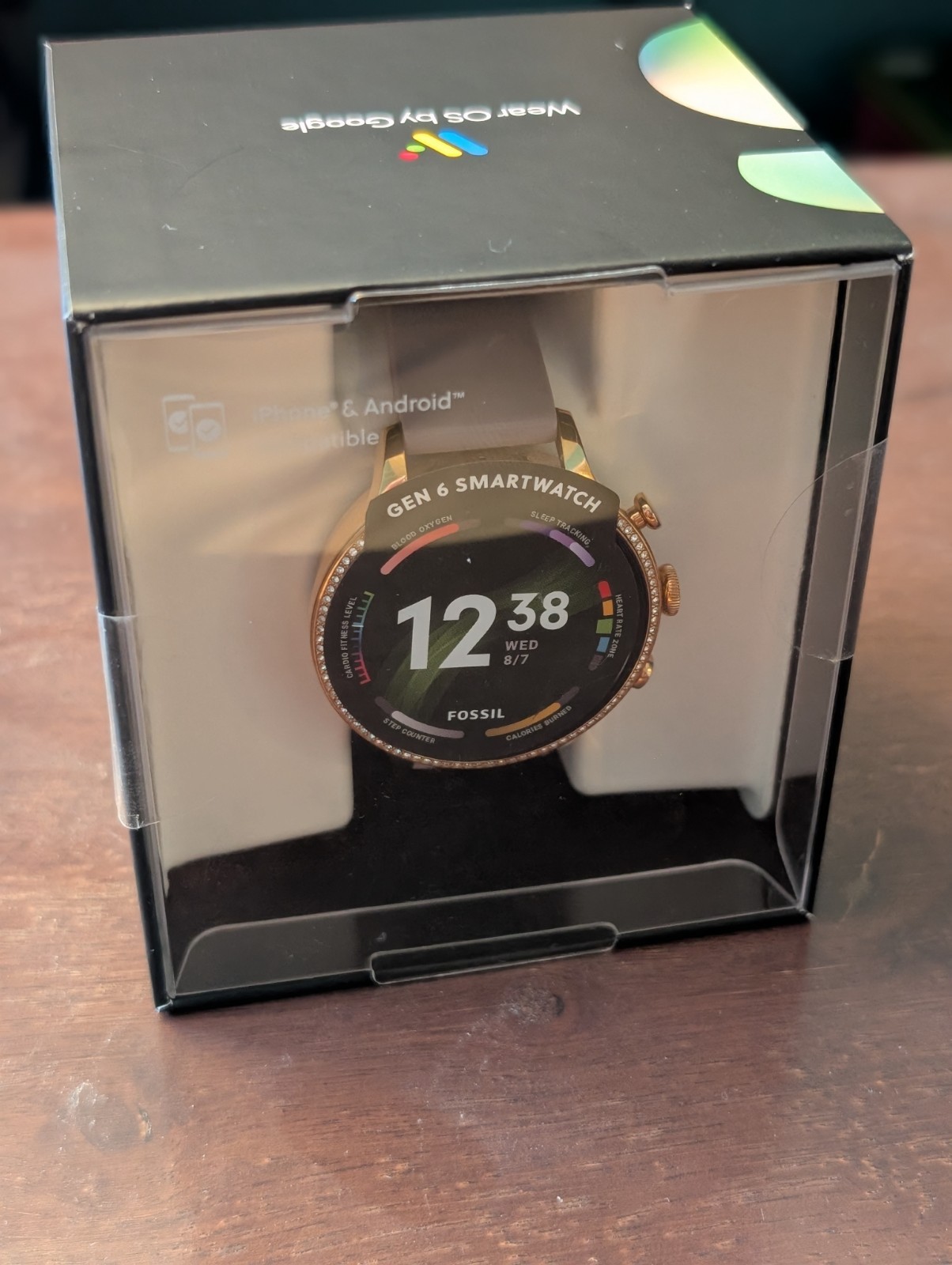 Fossil Women’s Gen 6 42mm Smartwatch Rose Gold Face, Purple Band (FTW6080V)