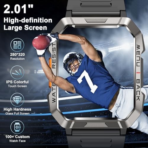 Military Smart Watch for Men(Answer/Make Call), Outdoor Sports W60 Black