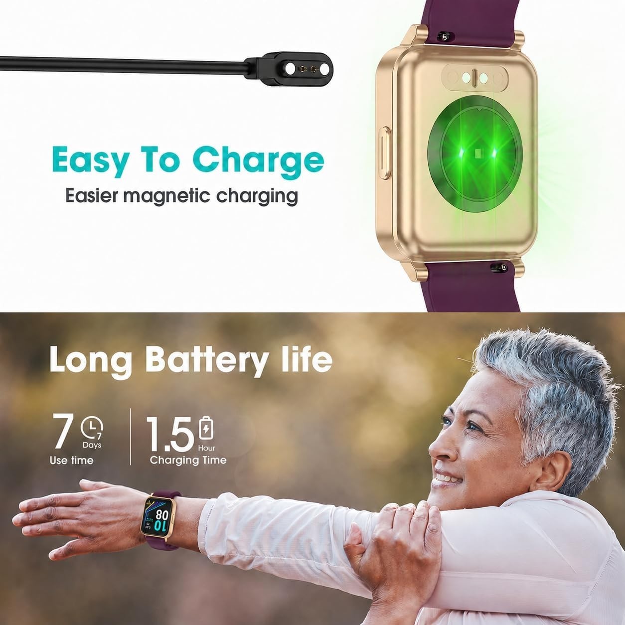 Fitness Activity Tracker Watch as Fitbit Heart Rate Monitor Pedometer for Women