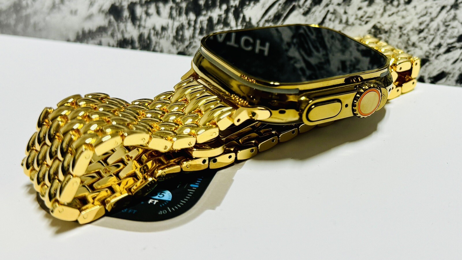 Custom Apple Watch ULTRA 3 49mm GOLD Anodized Titanium Gold Plated Links Band