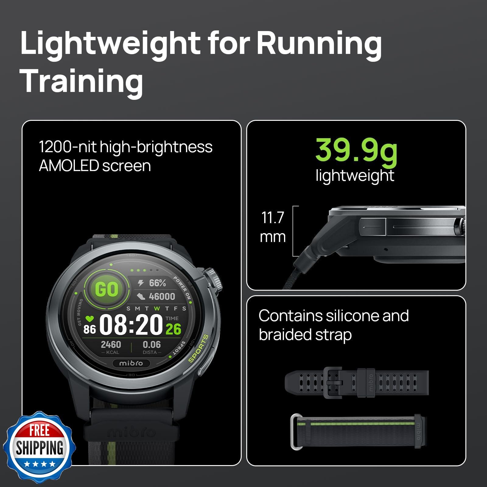 Mibro GS Active2 Running GPS Smartwatch with 46mm AMOLED, Lightwe