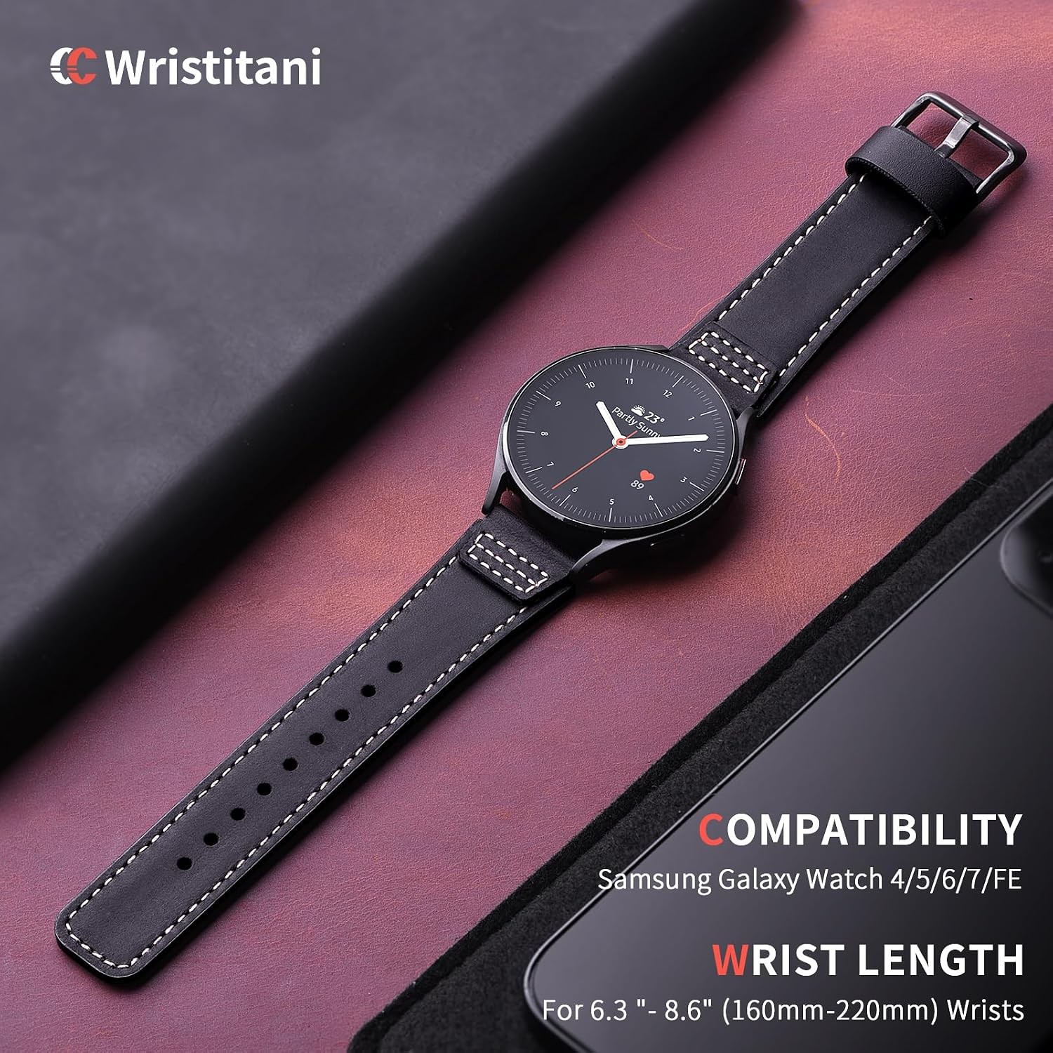 Leather Band for Samsung Galaxy Watch Ultra 47mm 46mm 45mm 44mm 43mm 42mm 40mm