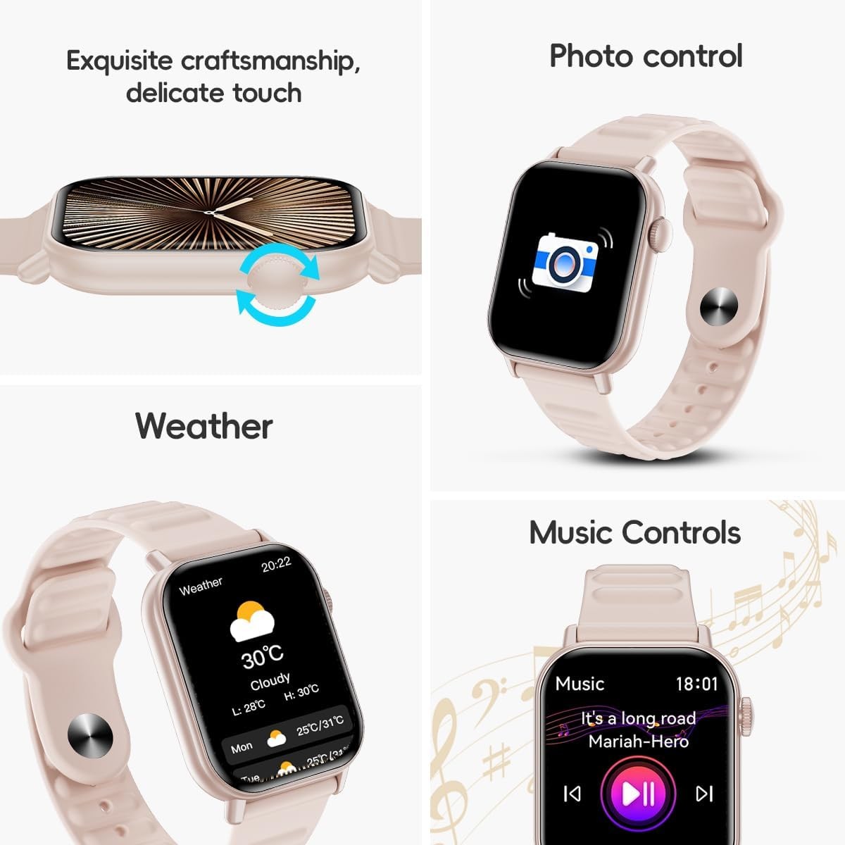 Reloj Inteligente De Pulsera Con Bluetooth Para Mujer Android y iOS iPhone 2026