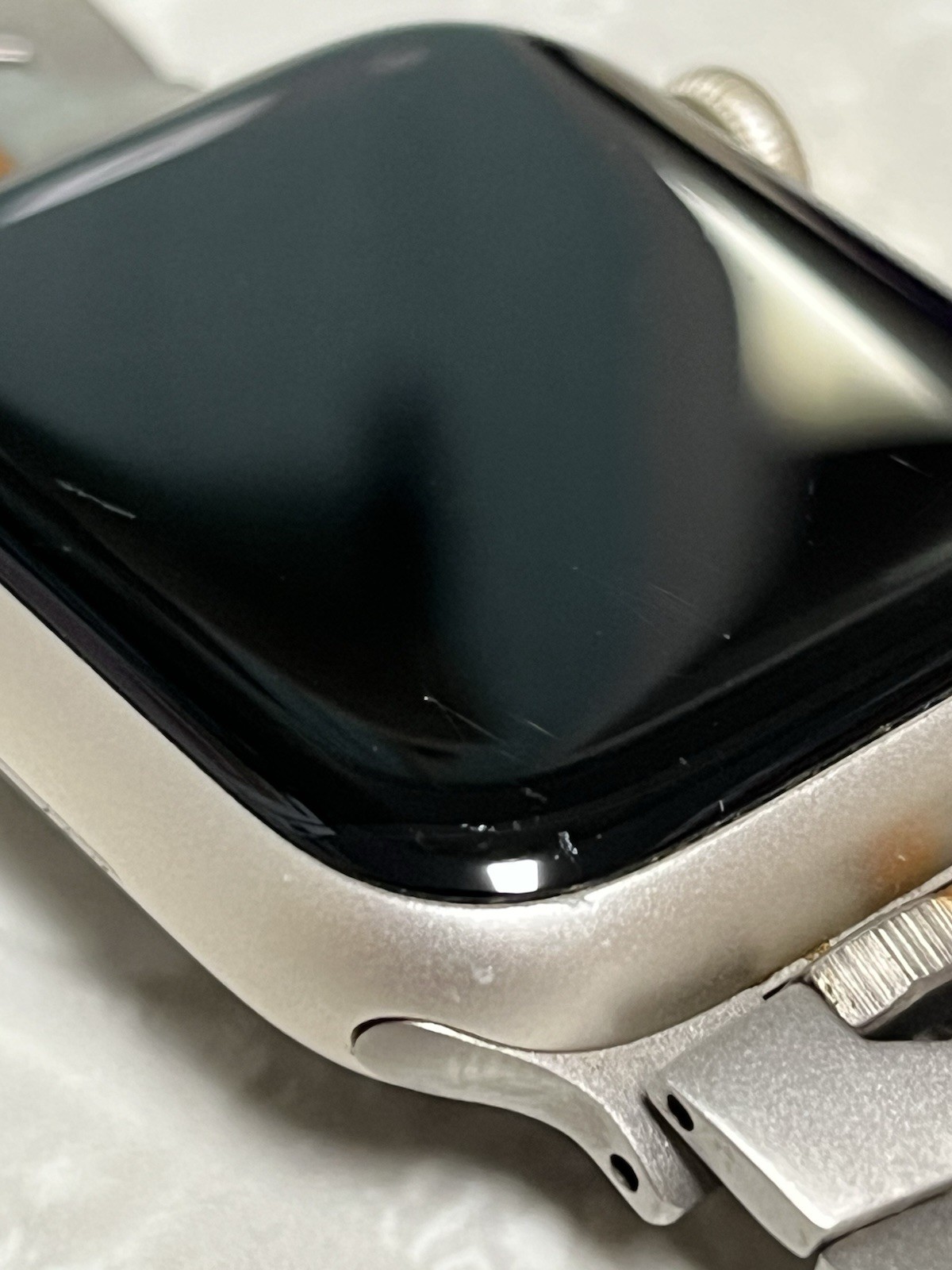 Apple Watch Series 7 41mm Aluminum rose gold Case w/ Silver Metal Watch Band