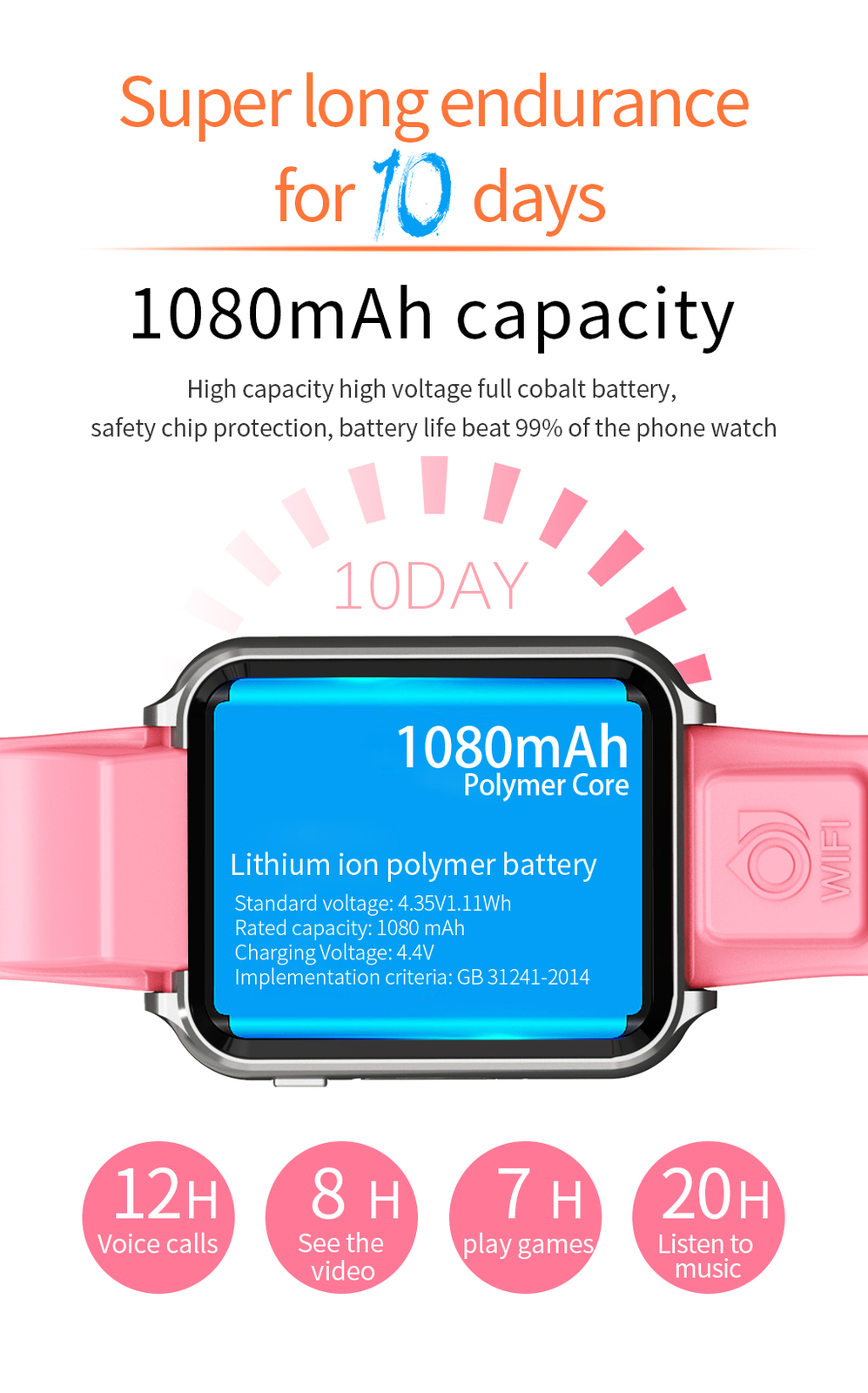 4G Kids Smart Watch Wifi Smartwatch with Two Way Call Video Calling for Boy Girl